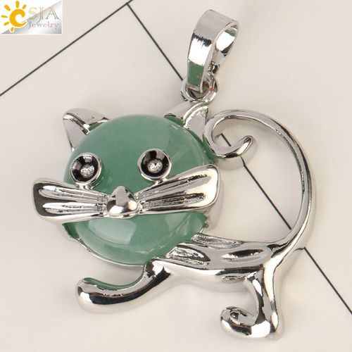 Pendentif Adorable Animal Chat, Pierre Naturelle, Cristal Violet, Quartz Rose, ¿Il De Tigre, Bijoux De Guérison Pour Femmes Et Filles, G240