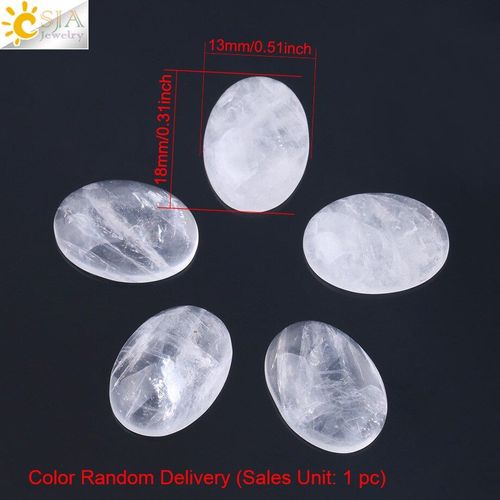 Bague Pendentif En Pierre Naturelle, 1 Pièce, Cristal Blanc, Cabochon Ovale, Perles De Cabine Claires, Pas De Trou De Perçage Pour La Fabrication De Bijoux, Diy, F812