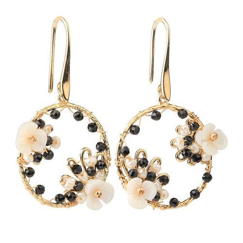 Boucles D'oreilles Rondes En Pierre Naturelle Pour Femmes, Bijoux De Luxe Faits À La Main, Fil Enroulé Doré, 2021, G736