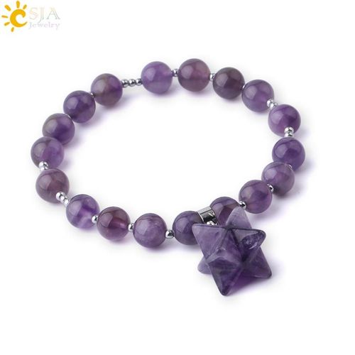 Bracelet En Quartz Blanc Et Cristal Violet, Pierre Naturelle, Énergie Spirituelle, Merkaba, À La Mode, Bijoux Reiki Pour Femmes Et Hommes, F777