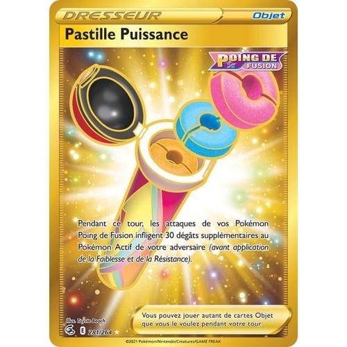 Carte pokemon - Pastille Puissance - 281/264 - Secrète rare Gold - épée et  bouclier 8 - poing de fusion - v.f