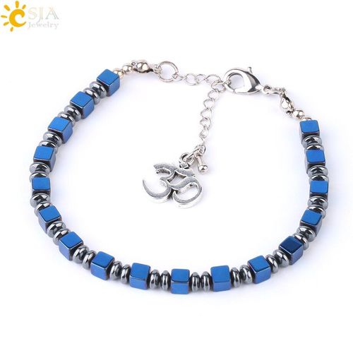 Bracelet En Hématite Pour Homme Et Femme, Perle Carrée, Énergie De Guérison, Pierre Porte Bonheur Colorée Noire, Chic, Cadeau, F741