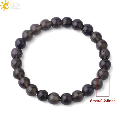Bracelet En Obsidienne Pour Hommes Et Femmes, Pierre Naturelle, ¿Il Arc En Ciel, Perle Ronde De Méditation, Élastique, Bijoux F906