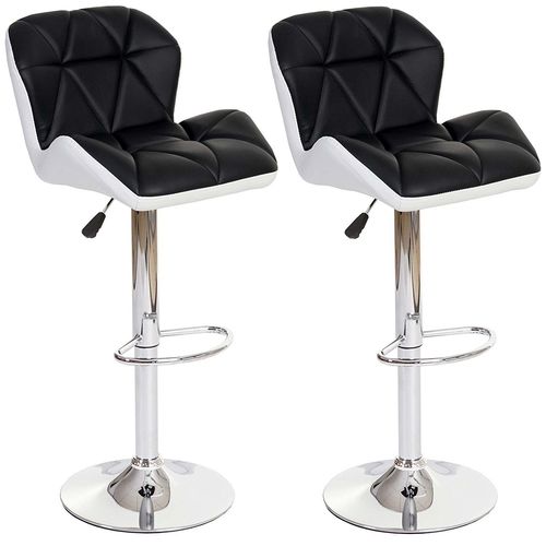 Lot De 2 Tabourets De Bar Avec Repose-Pieds Synthétique Anthracite Et Blanc Tab04020