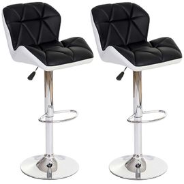 Lot De 2 Tabourets De Bar Avec Repose-Pieds Synthétique Anthracite Et Blanc Tab04020