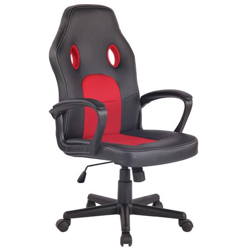 Fauteuil De Bureau Design Sportif En Synthétique Noir Maille Rouge Bur10482