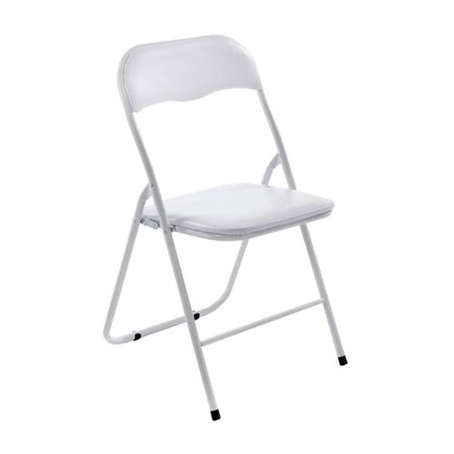 Chaise De Cuisine Pliable Blanc Pied En Métal Blanc Med10012