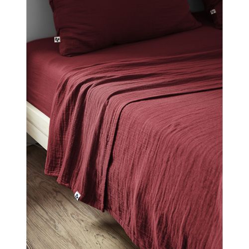 Drap Plat 270x300 Cm Gaze De Coton Gaïa Lie De Vin