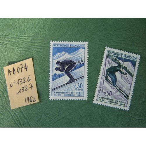 Ad 074 // Paire(2) Timbre France Neufs 1962*N°1326/1327 "Championnats Du Monde De Ski À Chamonix