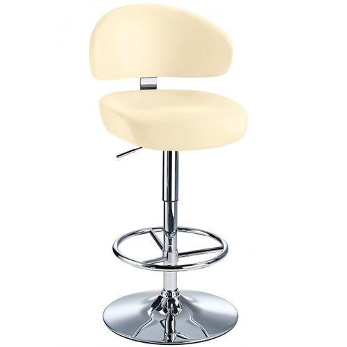 Tabouret De Bar Réglable De La Hauteur De La Jamaïque Crème En Faux Cuir.