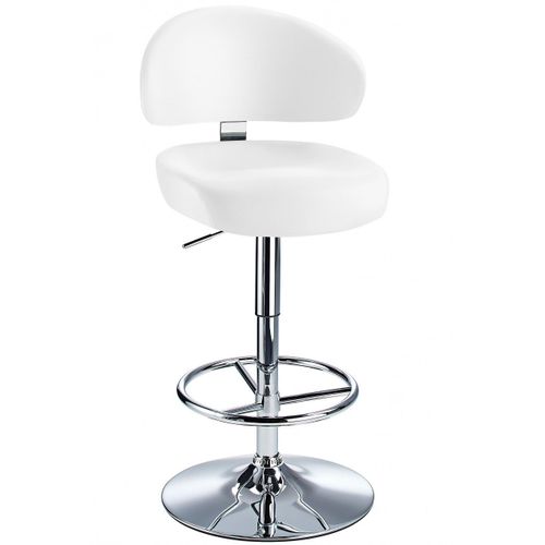 Tabouret De Bar Réglable De La Hauteur De La Jamaïque - Faux Cuir Blanc.