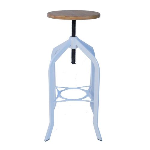 Tabouret De Bar Industriel Tarapi Hauteur De Cadre Blanc Rustique Réglable.