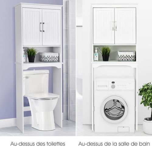 Costway Meuble Wc Dessus De Toilettes Avec 3 Étagères Pour Rangement Salle De Bain Blanc Moderne 63 X 23 X 168 Cm Blanc