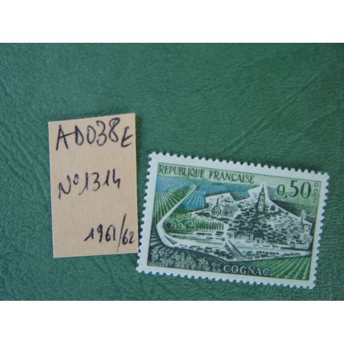 Ad 038 E // Timbre France Neuf 1961/62 *N°1314 " Cognac "
