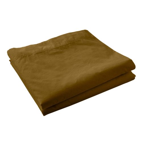 Drap Plat 100% Percale De Coton Lavé 80 Fils 240 X 300 Cm Camel