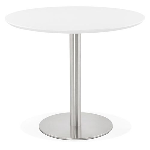 Petite Table De Bureau / À Diner Ronde 'indiana' Blanche - Ø 90 Cm