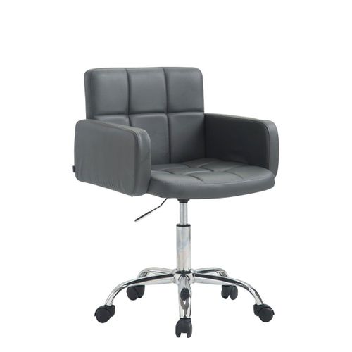 Chaise De Bureau À Roulettes Avec Dossier Et Accoudoirs En Synthétique Gris Fal10154
