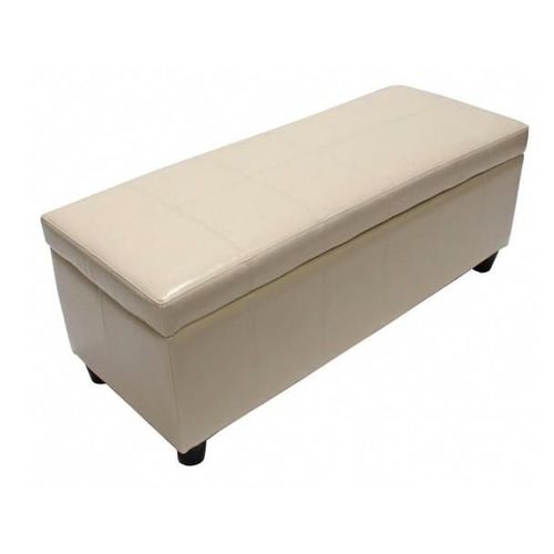 Banc Banquette De Rangement Cuir Reconstitué Crème 112x45x45cm Ban04014