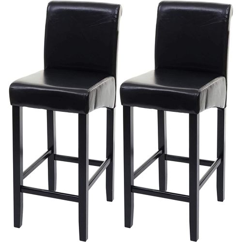 Lot De 2 Tabourets De Bar Avec Repose Pieds En Bois Synthétique Noir Tdb04001