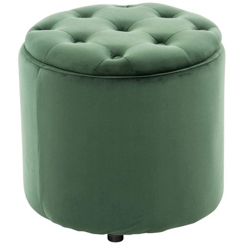 Pouf Tabouret Coffre Avec Espace De Rangement En Tissu Velours Vert 42x44cm Tabo10077