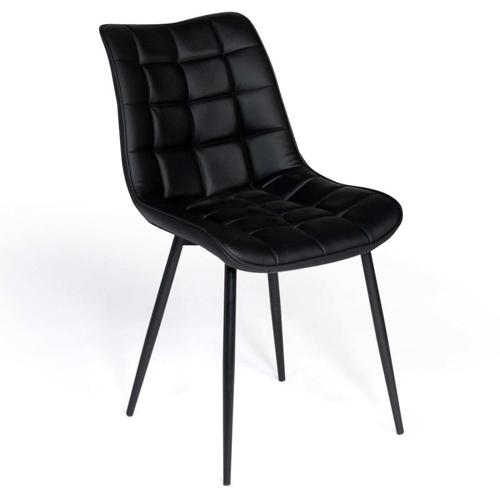 Lot de 4 chaises robine en pu noires pour salle à manger - Conforama