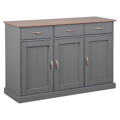 Melina - Buffet 3 Portes 3 Tiroirs Coloris Gris