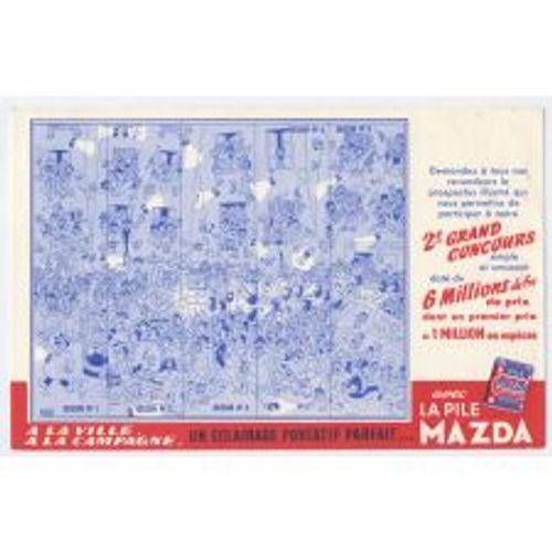 Buvard Publicitaire "Pile Mazda" Illustré Par Dubout