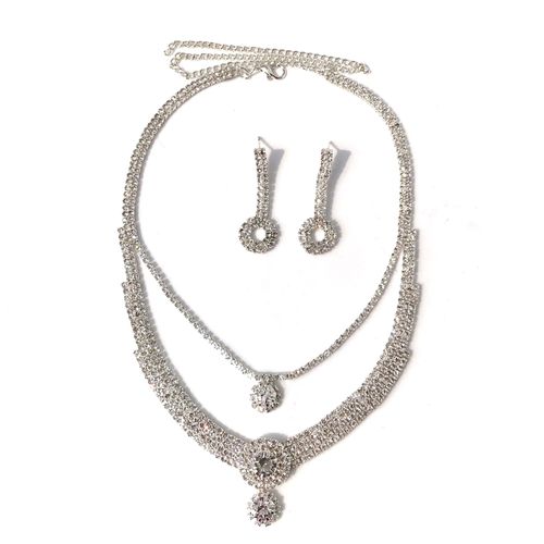 Ensembles De Boucles D'oreilles En Cristal Strass Couleur Argent, Collier Long Goutte Pour Femmes, Ensembles De Bijoux De Mariage Pour Les Amoureux De La Demoiselle D'honneur