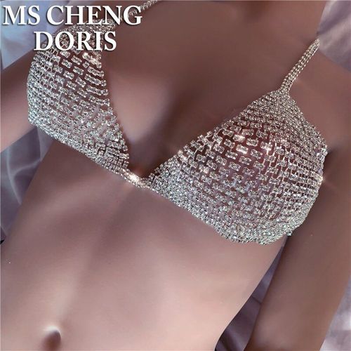 Soutien Gorge En Chaînes De Corps Sexy Pour Femmes, Bijoux De Charme, Strass, Bikini Transparent, Maille En Cuivre, Cadeau Spécial