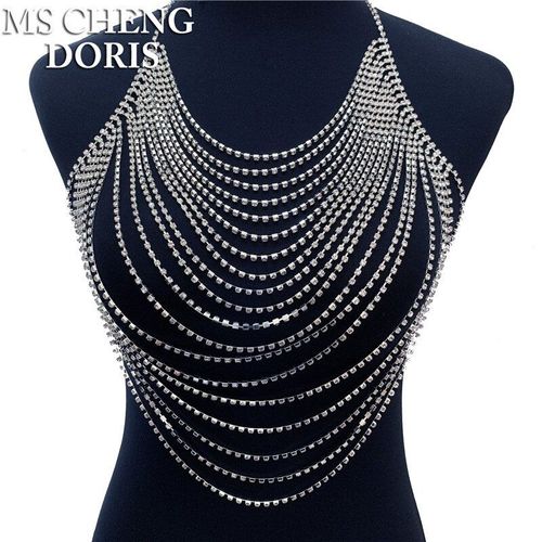 Soutien Gorge À Chaînes Superposées Pour Femmes, Collier, Poitrine, Strass, Sexy, Cristal, Cadeau De Noël
