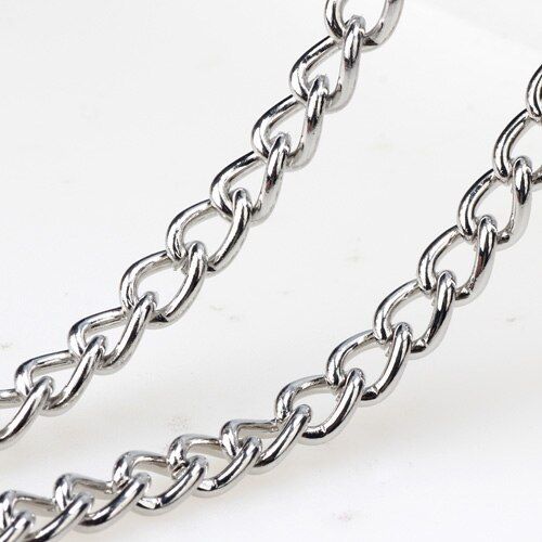 Collier Punk En Métal Or/Rhodium/Bronze/Or Rose/Bracelet Pour Homme Et Femme, Gourmette Cubaine, Fabrication De Bijoux, Chaîne, Diy, 6x8mm, 1m
