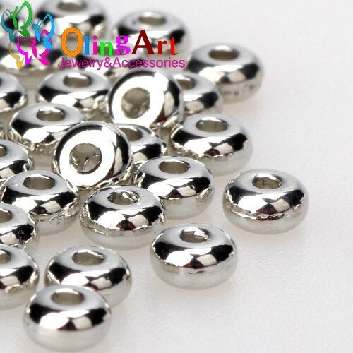 Perles Rondes En Métal Et Laiton, 50 Pièces, 4/5/6mm, Plates Et Amples, Adaptées Au Bracelet, Couleur Or Rose/Kc, Fabrication De Bijoux Diy