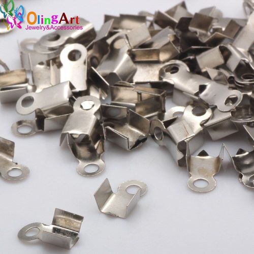 Embouts De Cordon En Métal Rhodium Plaqué 4mm, 200 Pièces/Lot, Bricolage De Cordons En Cuir, Accessoires De Bijoux Essentiels Collier/Bracelet