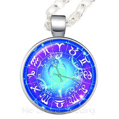 Collier Dôme En Verre Signes Du Zodiaque, Tendance, Série Douze Constellations, Motif, Accessoire De Bijoux, Cadeau D'anniversaire
