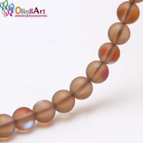 Perle Arc En Ciel Marron Mat, Pierre De Lune, Perles D'espacement Amples, Pour La Fabrication De Bijoux Collier/Bracelet/Boucles D'oreilles, Bricolage, 6mm/8mm/10mm/12mm