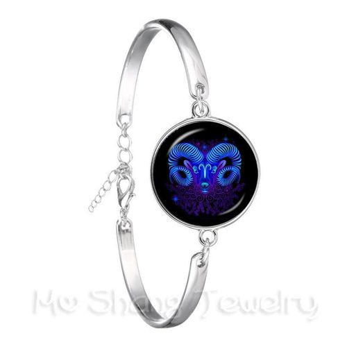 Bracelet Plaqué Argent Pour Femmes, Design De Galaxie, Constellation, 12 Signes Du Zodiaque, Horoscope, Astrologie, À La Mode, 2018