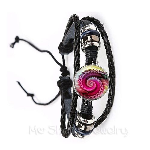 Bracelet Mandala Violet Kaléidoscope Pour Femme, Bijoux À La Mode, Géométrie Sacrée, Tourbillon, Spirale Fibonacci, Cadeau, 2018