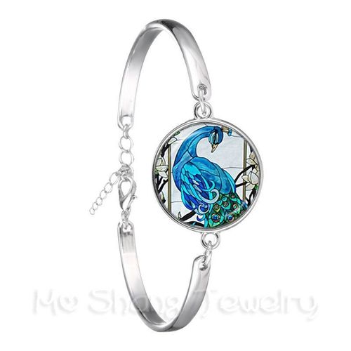 Bracelet En Chaîne Plaqué Argent Pour Femmes, Magnifique Dôme En Verre Papillon Bleu, Image Artistique, Cabochon, Cadeau