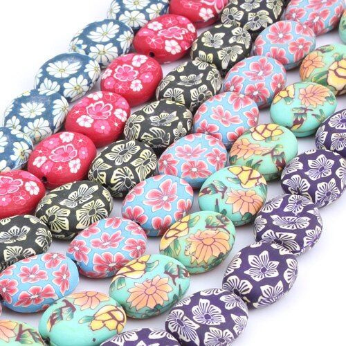 Perles Ovales En Céramique Polymère, 27mm, Lot De 8 Pièces De Couleurs Mélangées, Plates, Souples, Cadeaux Pour Enfants, Fabrication De Bijoux De Bracelet À Faire Soi Même