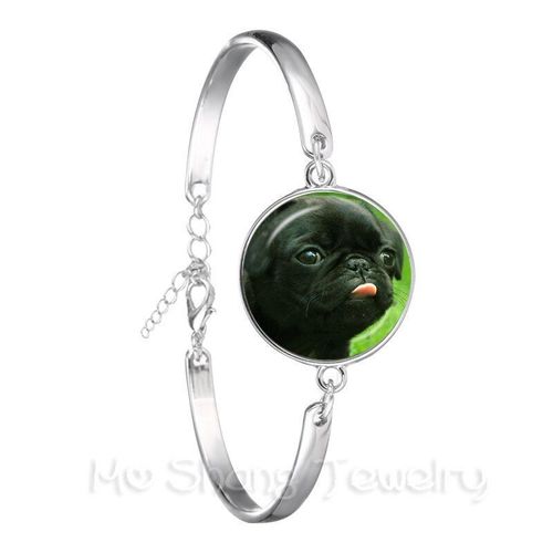 Bracelet De Chien Plaqué Argent 18mm, Cabochon En Verre Carlin Photo Animal, Bijoux De Fête De Noël Pour Amis