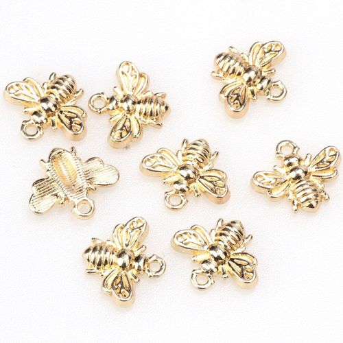 Ravissante Abeille 13mm 12 Pièces/Lot, Pendentifs Rhodium/Kc Or Pour Bracelet/Collier Fait À La Main, Porte Clés, Sac, Bricolage, Fabrication De Bijoux Olingart