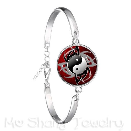 Bracelet Vintage Yin Yang Pour Femmes Et Filles, Bijoux En Verre Cabochon Plaqué Argent, Croix, Tai Ji, Cadeau