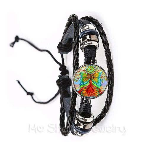 Bracelet Arbre De Vie, Cabochon En Verre, Noir/Marron, Réglable, En Cuir, Pour Hommes Et Femmes, Bijoux, Cadeau Créatif, Vente En Gros