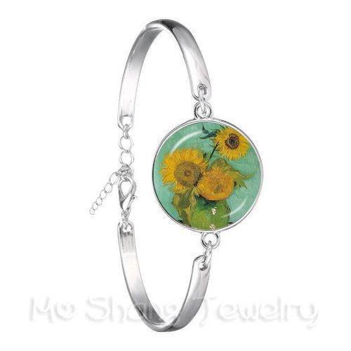 Bracelet De Nuit Étoilée Van Gogh, Classique, Image D'art, Cabochon En Verre, Chaîne Plaquée Argent, Bijoux À La Mode, Cadeau Pour Femmes, 2018