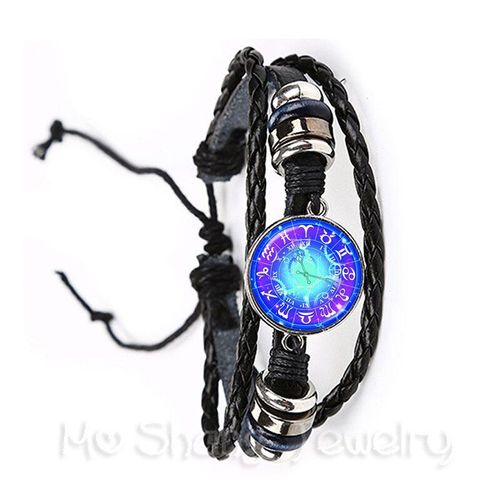 Bracelet En Cuir Pour Hommes, 12 Constellations, Décontracté, Avec Signes Du Zodiaque, À La Mode, Cadeau, Nouvelle Collection 2018