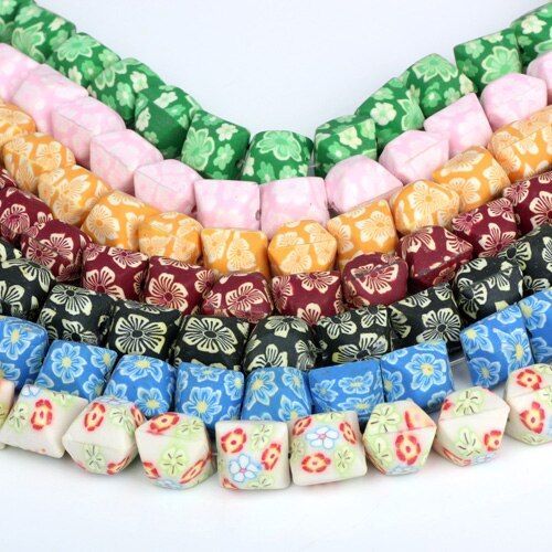 Lot De 12 Pièces D'oreillers Carrés Mixtes De 14mm, En Céramique Souple, Perles En Argile Polymère, Bijoux Pour Enfants, Bricolage, Fabrication De Bracelets