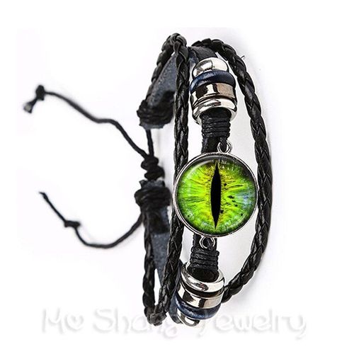 Bracelet Classique Avec Yeux Verts Et Mauvais ¿Il Pour Amis, Cabochon En Verre De 20mm, Magnifique Animal, Dragon, Chats, Nouvelle Collection 2018