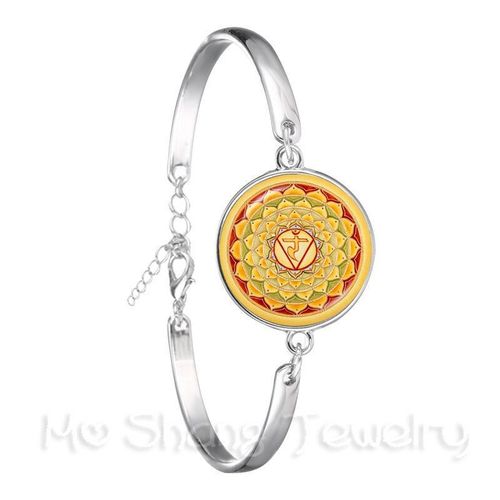 Bracelet Bouddhiste Pour Femmes, Image D'art De Mandala, Cabochon En Verre De 18mm, Bracelet De Chaîne Plaqué Argent Pour Femmes, Bijoux À La Mode, Meilleur Cadeau