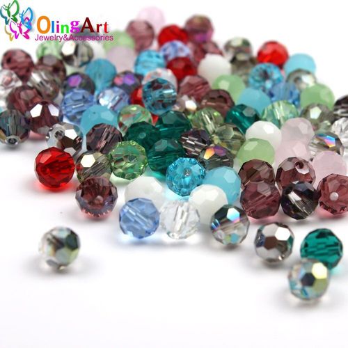 Collier Multicolore En Cristal, 100 Pièces, Perles Rondes En Verre, 32 Facettes, Football, Bricolage, Collier Ras Du Cou, Fabrication De Bijoux, 2019, 6mm