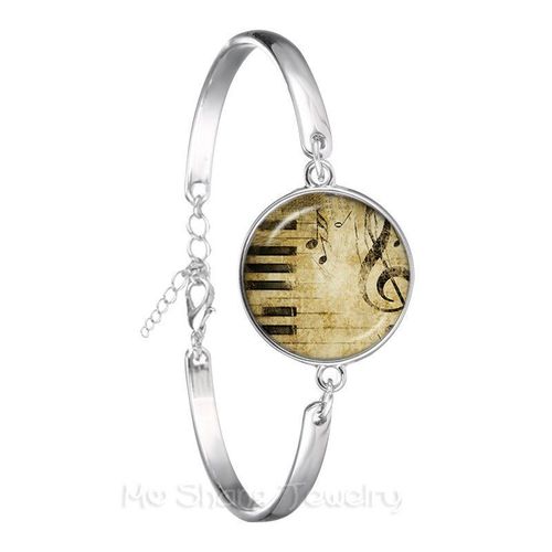 Bracelet En Chaîne Pour Photos De Piano, Bijoux Pour Hommes Et Femmes, Amoureux De La Musique, Cabochon En Verre De 18mm, Plaqué Argent, Nouvelle Collection 2018